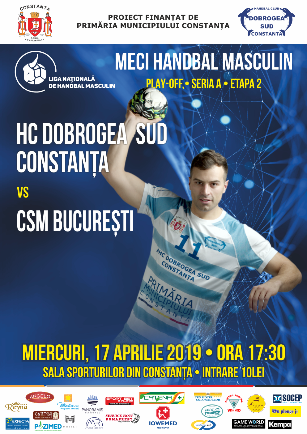afis HC Dobrogea Sud Constanta vs. CSM Bucuresti 17.04.2019