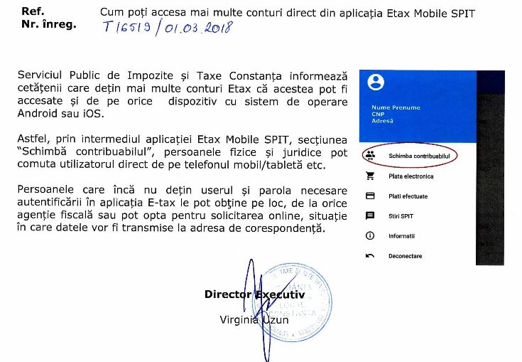 SPIT Cum poți accesa mai multe conturi direct din aplicația Etax Mobile SPIT